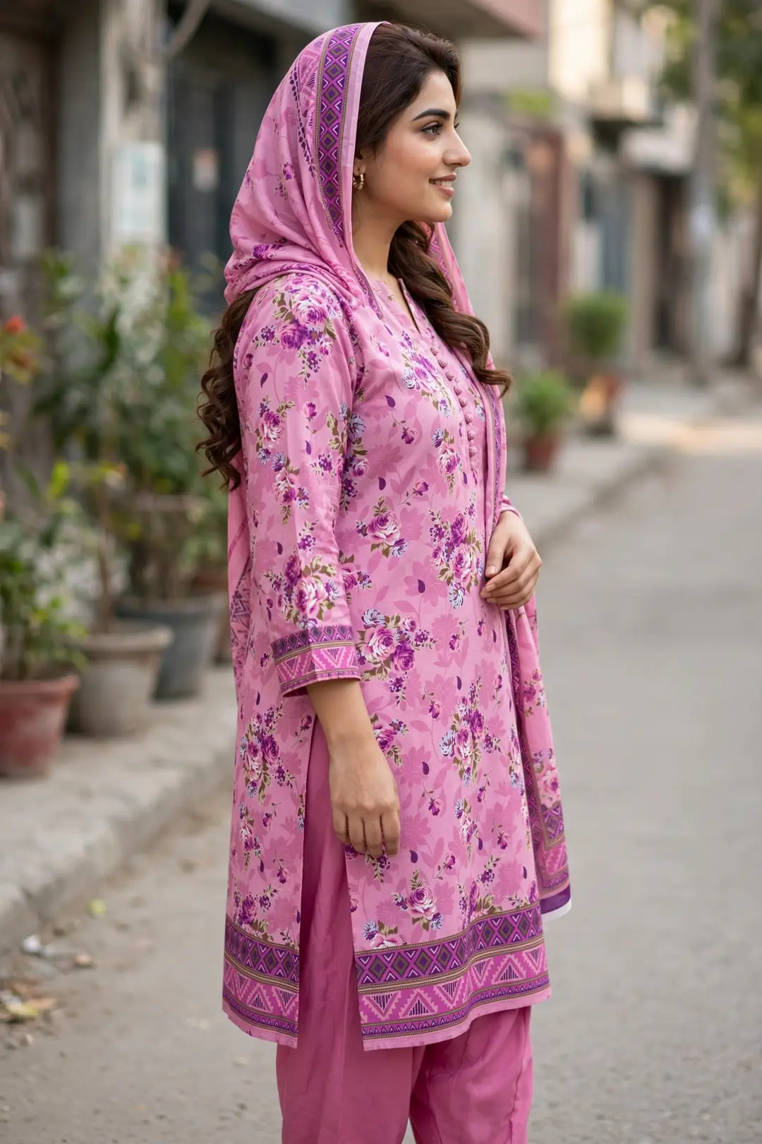 Stylish 3 Pcs Women's Unstitched Lawn Digital Print Suit
