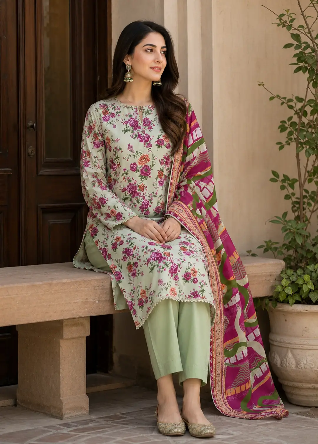 Stylish 3 Pcs Women's Unstitched Lawn Digital Print Suit