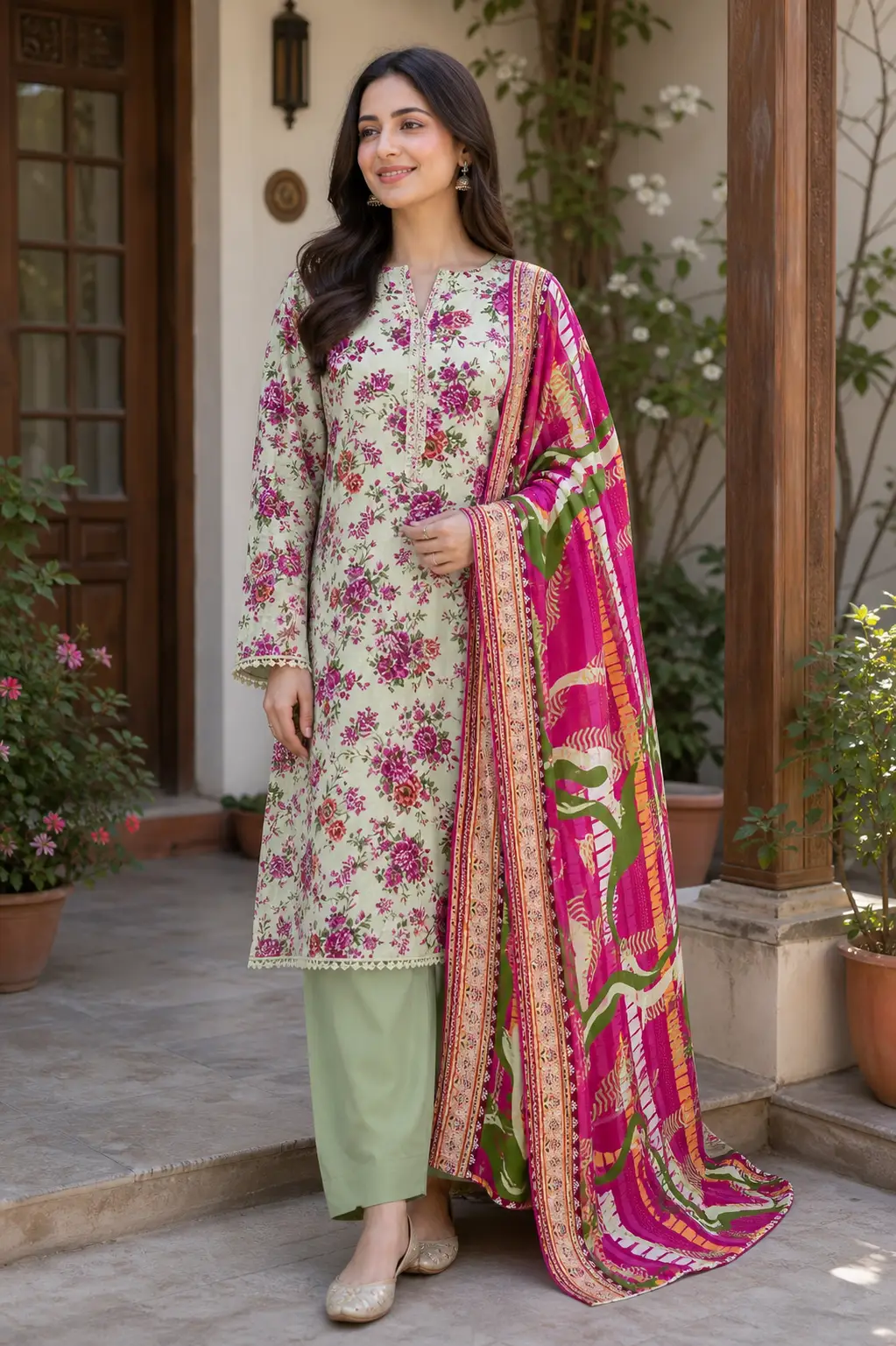 Stylish 3 Pcs Women's Unstitched Lawn Digital Print Suit