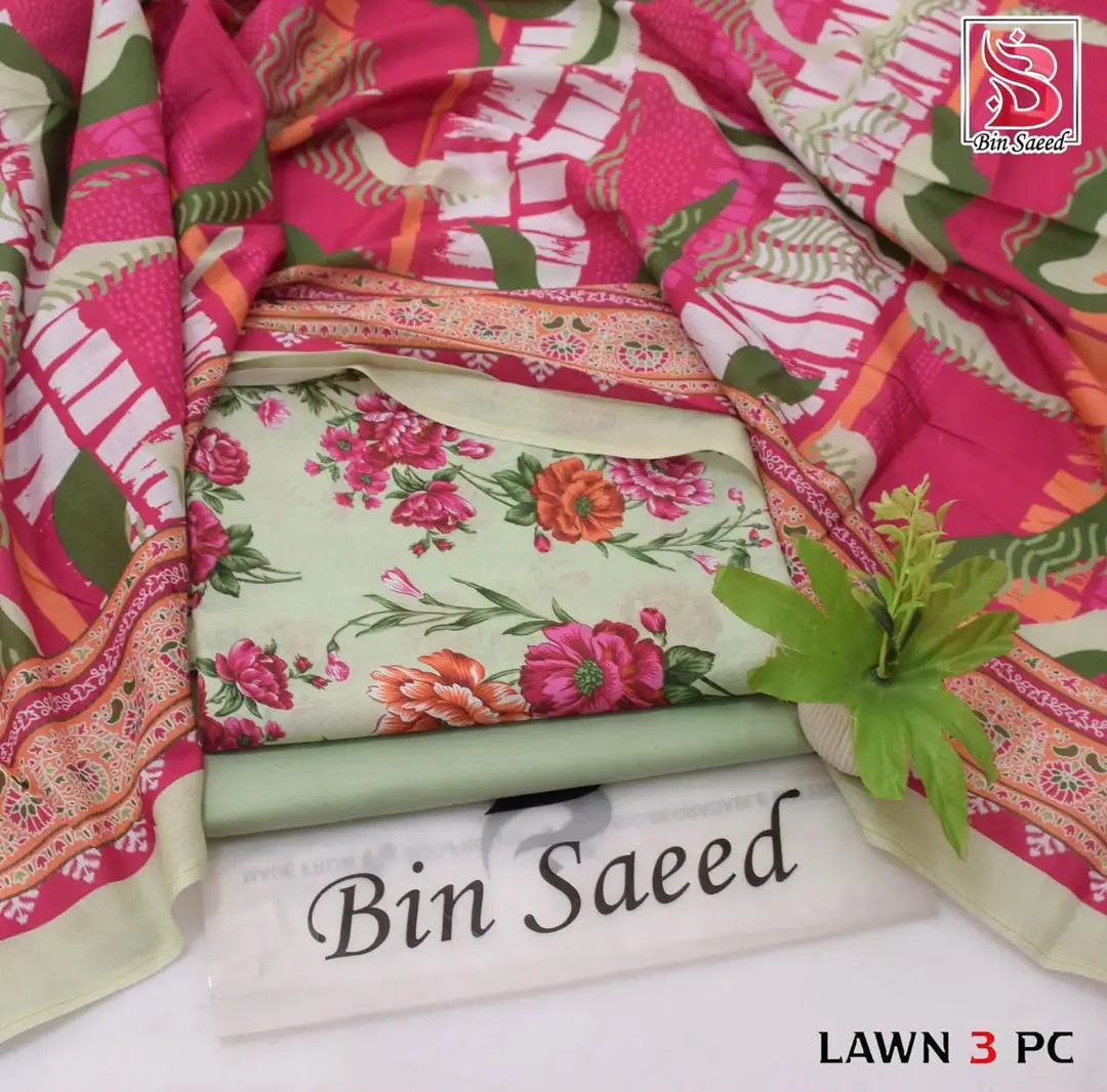 Stylish 3 Pcs Women's Unstitched Lawn Digital Print Suit