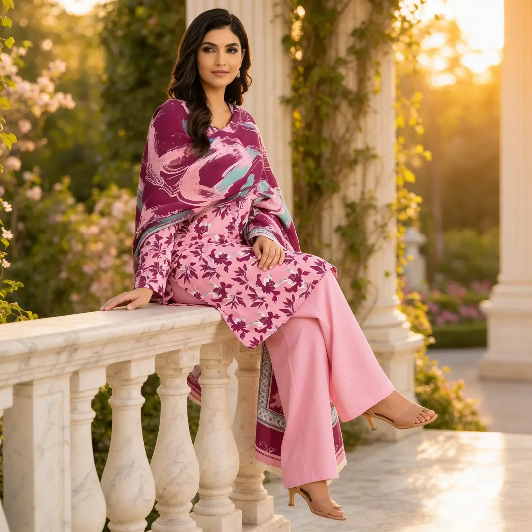 Stylish 3 Pcs Women's Unstitched Lawn Digital Print Suit