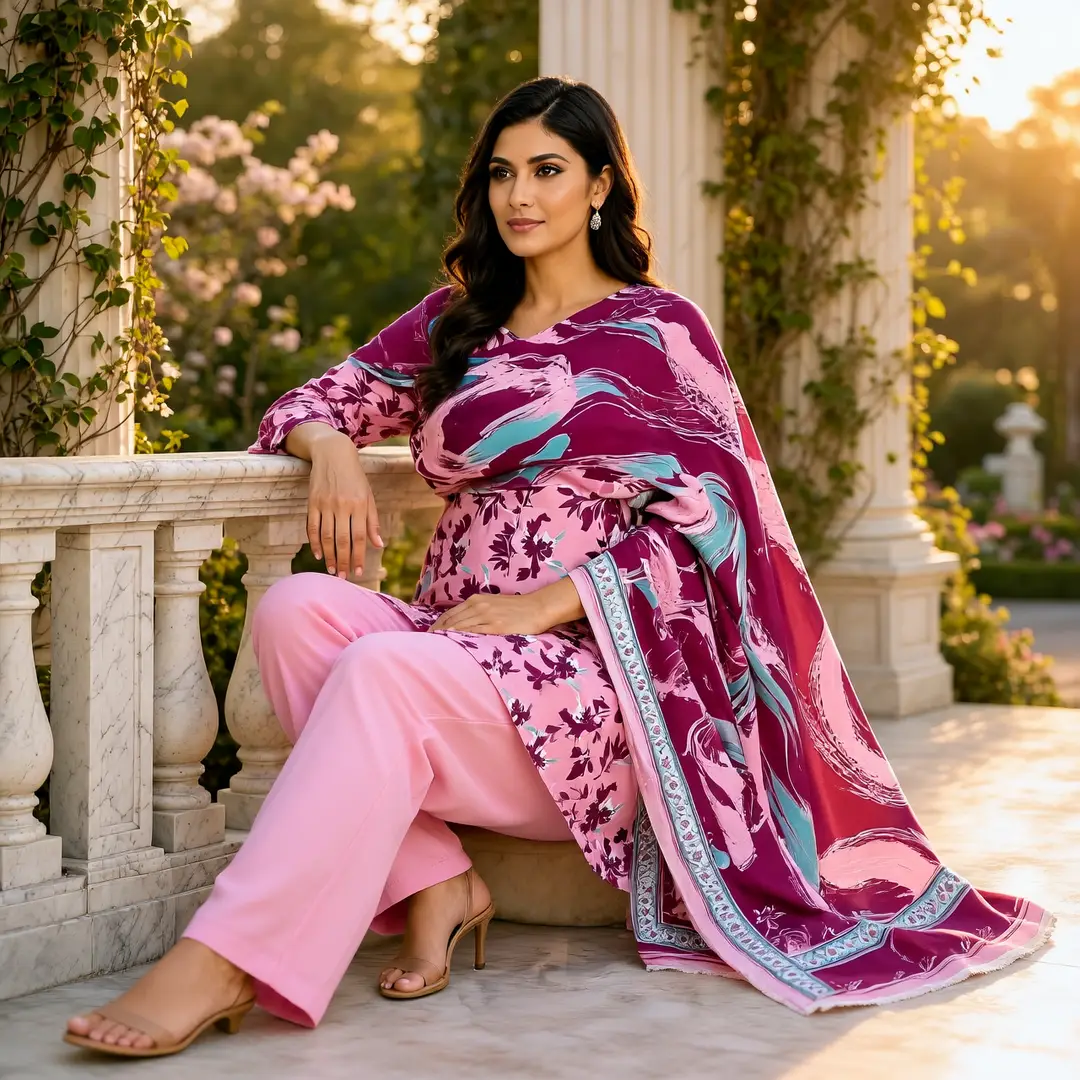 Stylish 3 Pcs Women's Unstitched Lawn Digital Print Suit