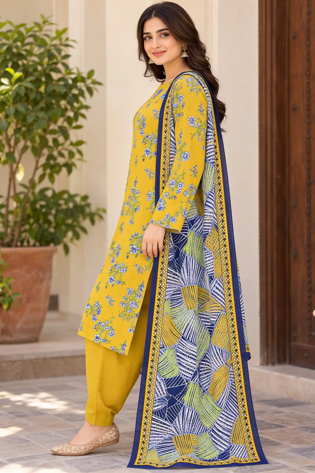 Stylish 3 Pcs Women's Unstitched Lawn Digital Print Suit
