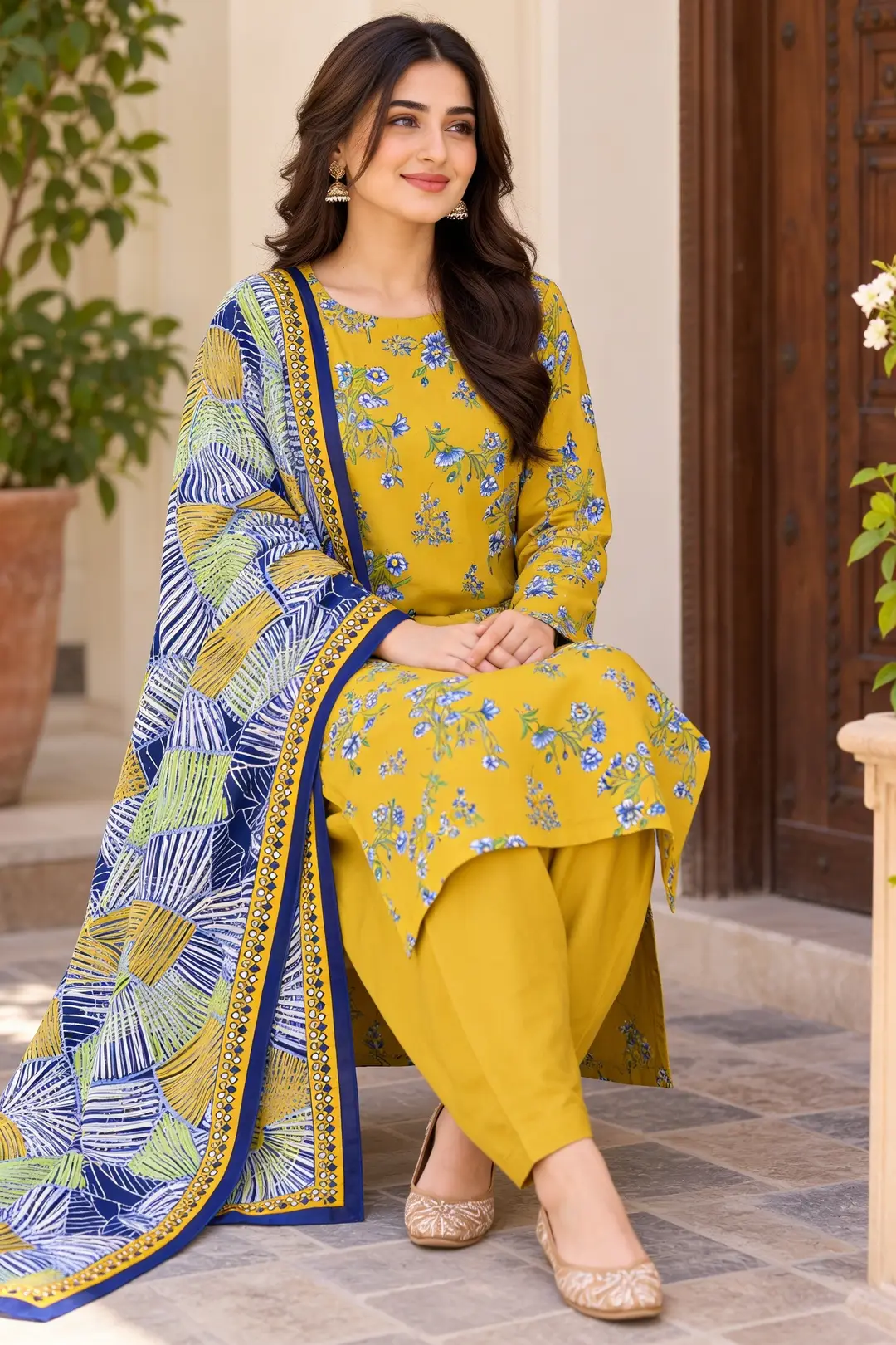 Stylish 3 Pcs Women's Unstitched Lawn Digital Print Suit