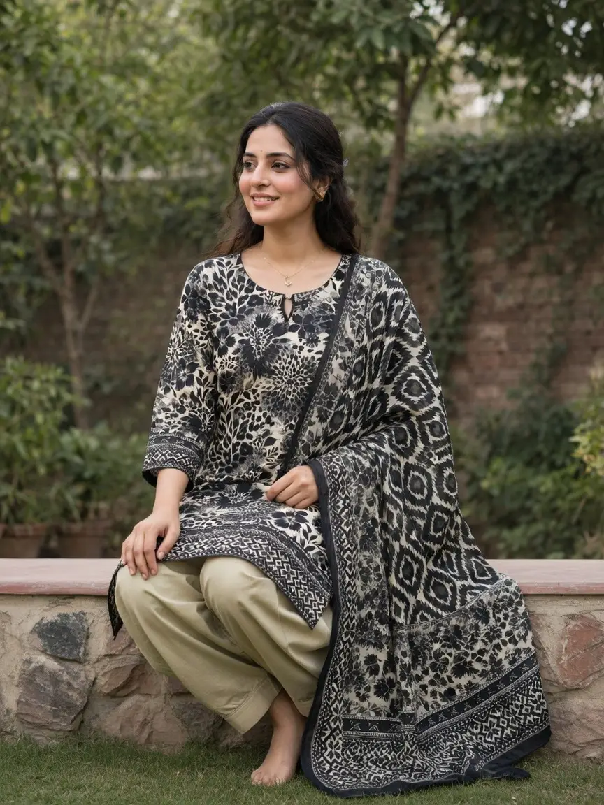 Stylish 3 Pcs Women's Unstitched Lawn Digital Print Suit