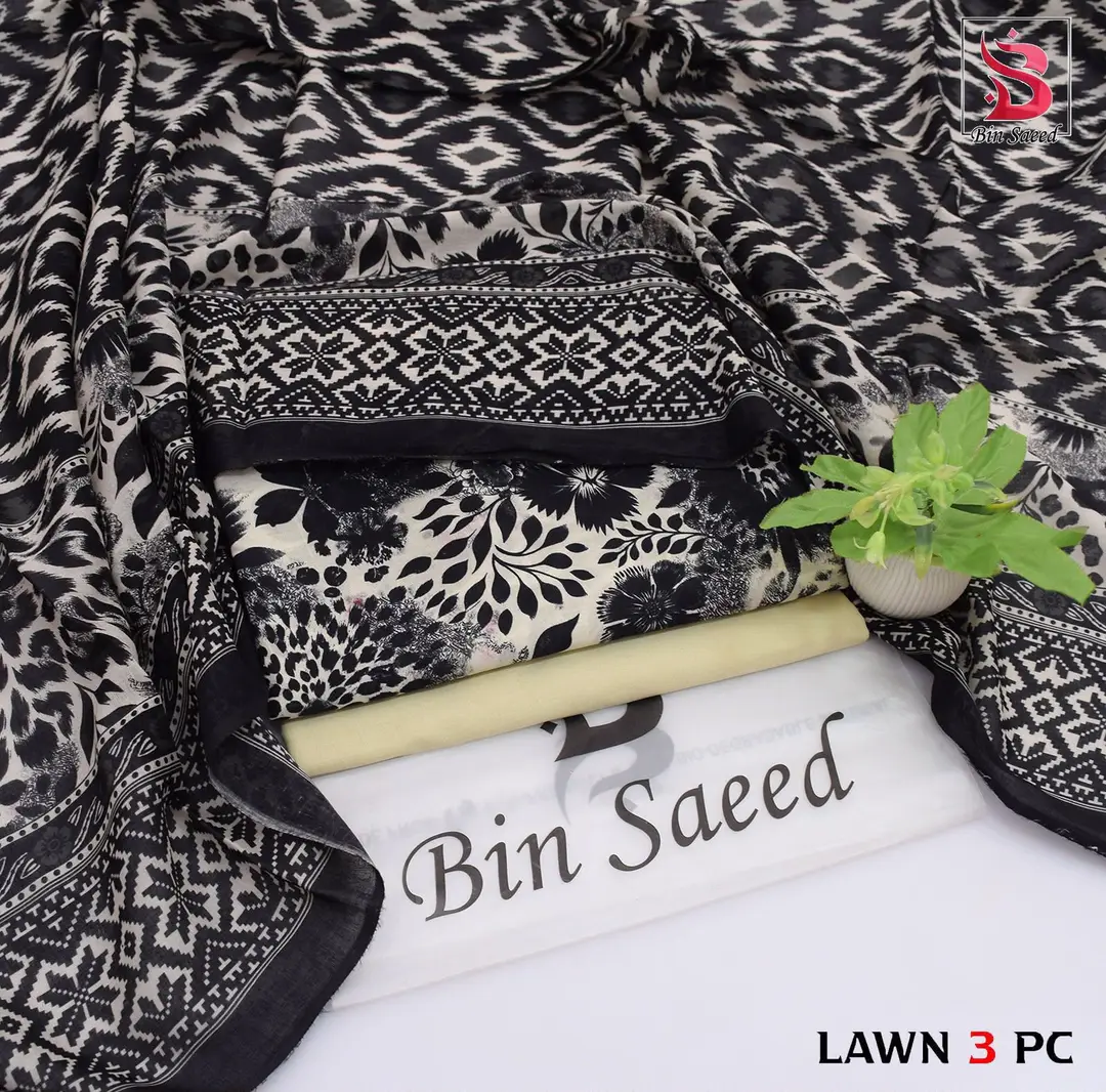Stylish 3 Pcs Women's Unstitched Lawn Digital Print Suit