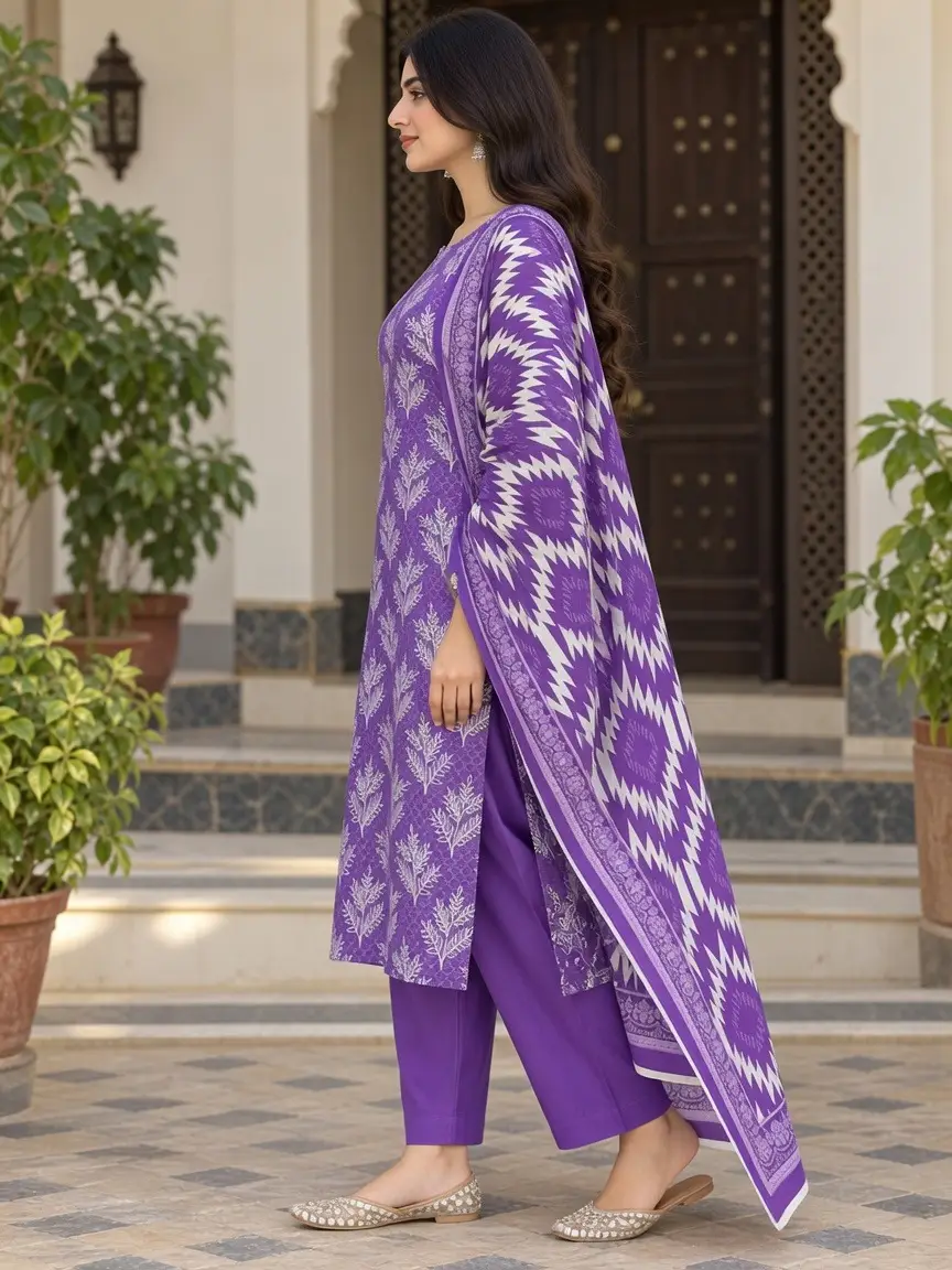 Stylish 3 Pcs Women's Unstitched Lawn Digital Print Suit