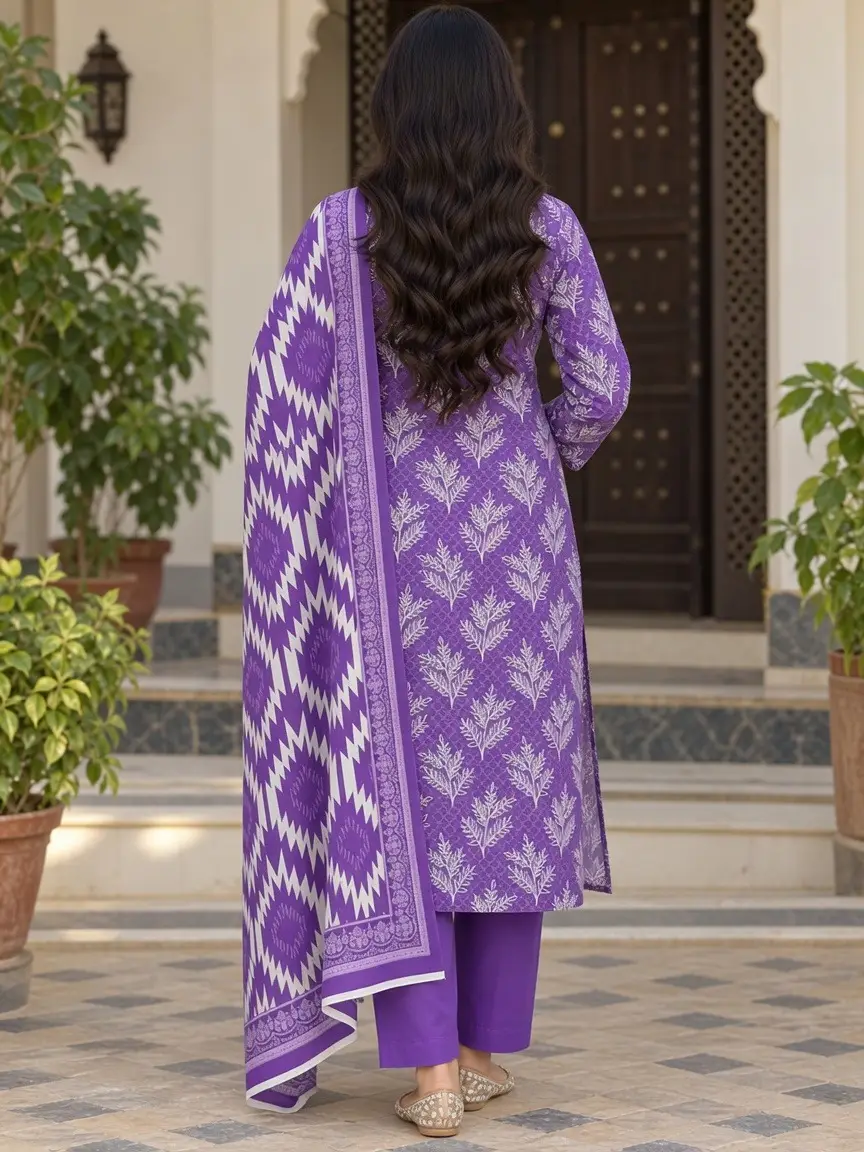 Stylish 3 Pcs Women's Unstitched Lawn Digital Print Suit