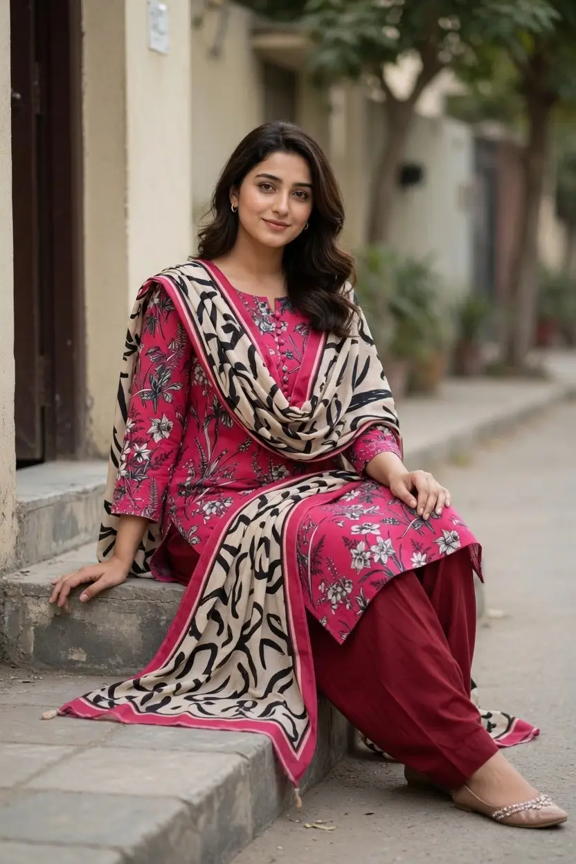 Stylish 3 Pcs Women's Unstitched Lawn Digital Print Suit