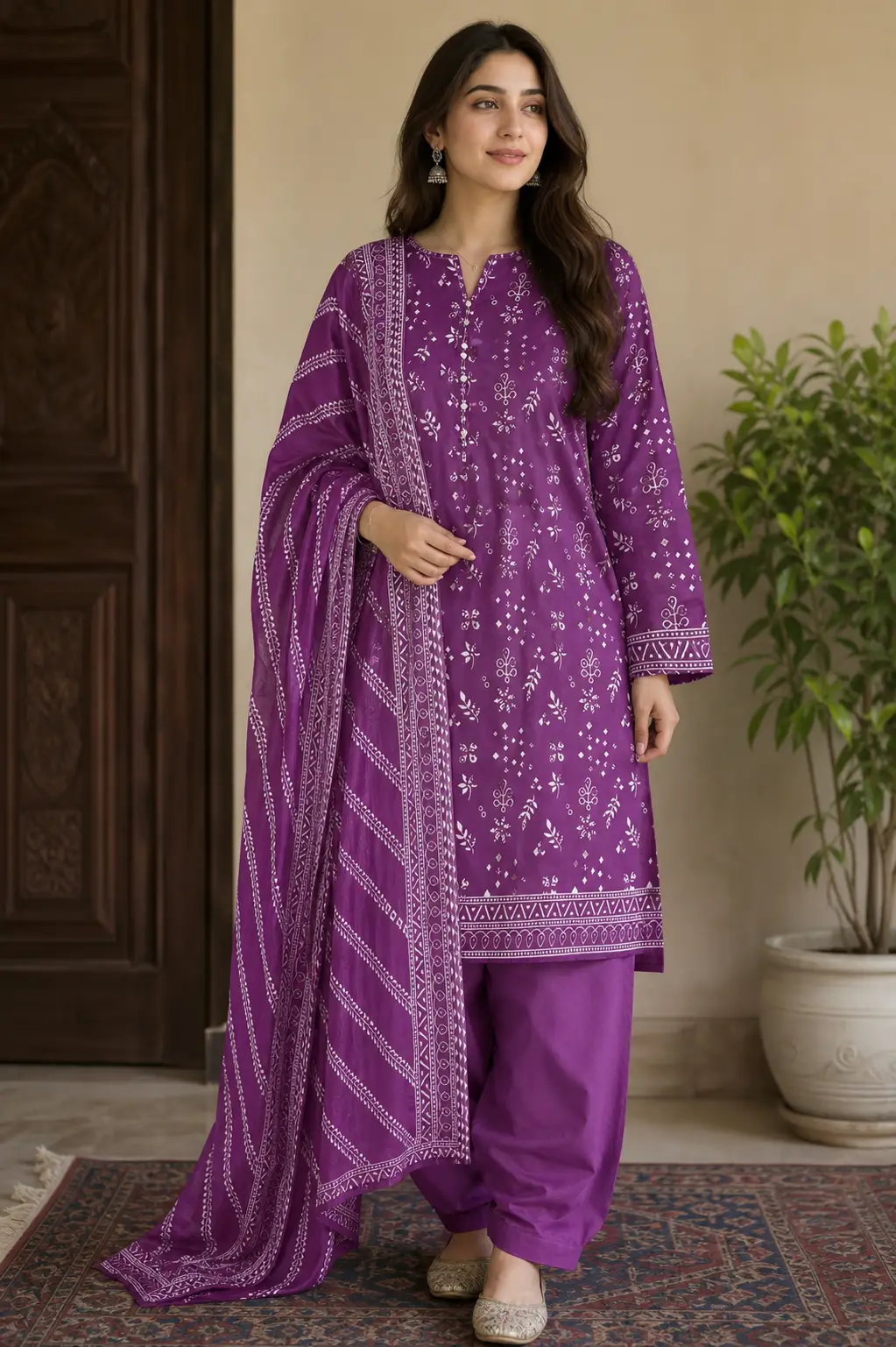 Stylish 3 Pcs Women's Unstitched Lawn Digital Print Suit