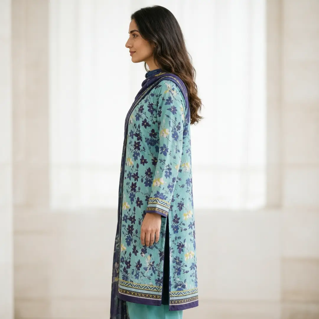 Stylish 3 Pcs Women's Unstitched Lawn Digital Print Suit