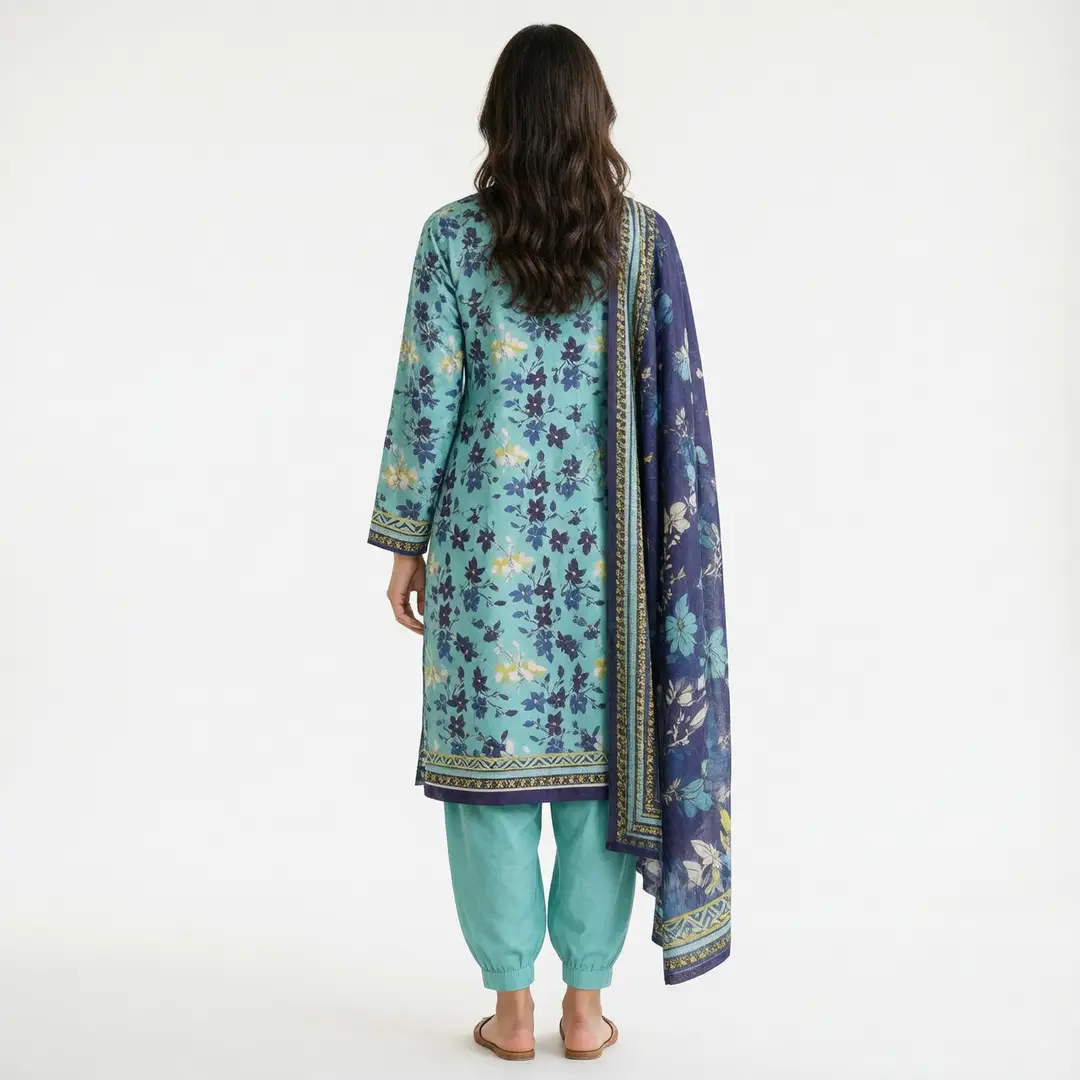 Stylish 3 Pcs Women's Unstitched Lawn Digital Print Suit