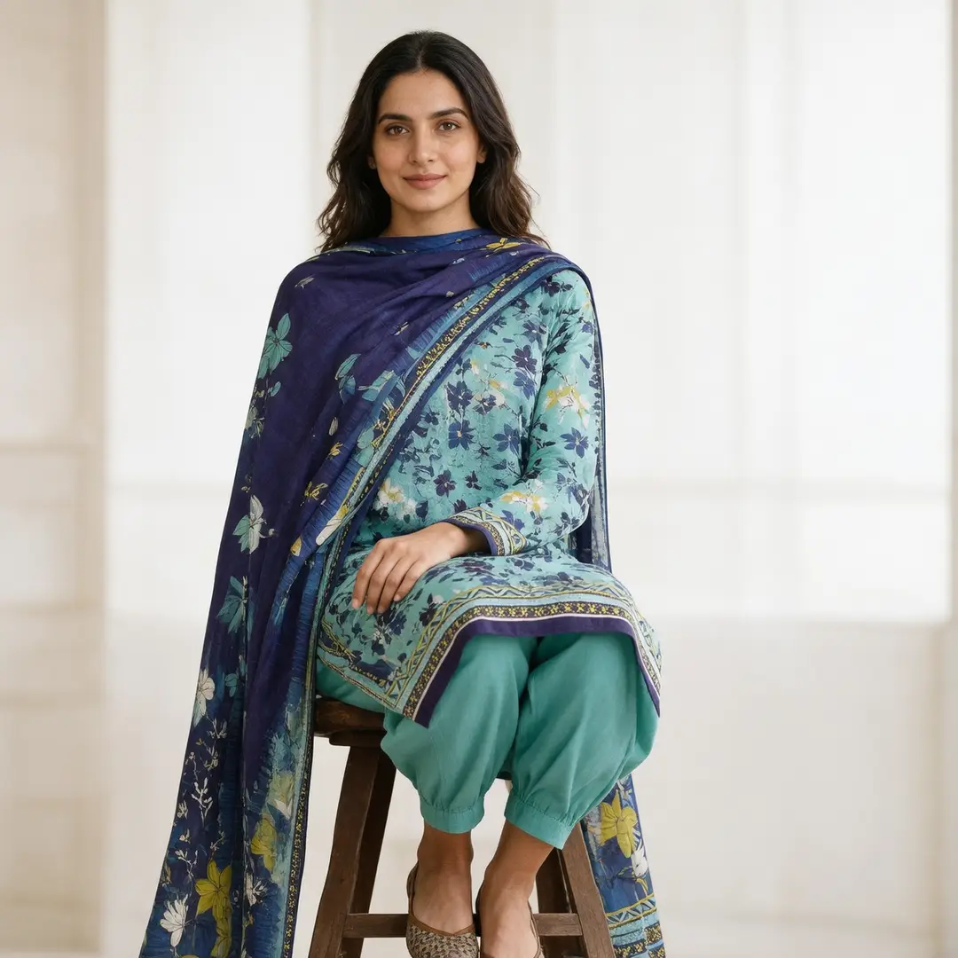Stylish 3 Pcs Women's Unstitched Lawn Digital Print Suit