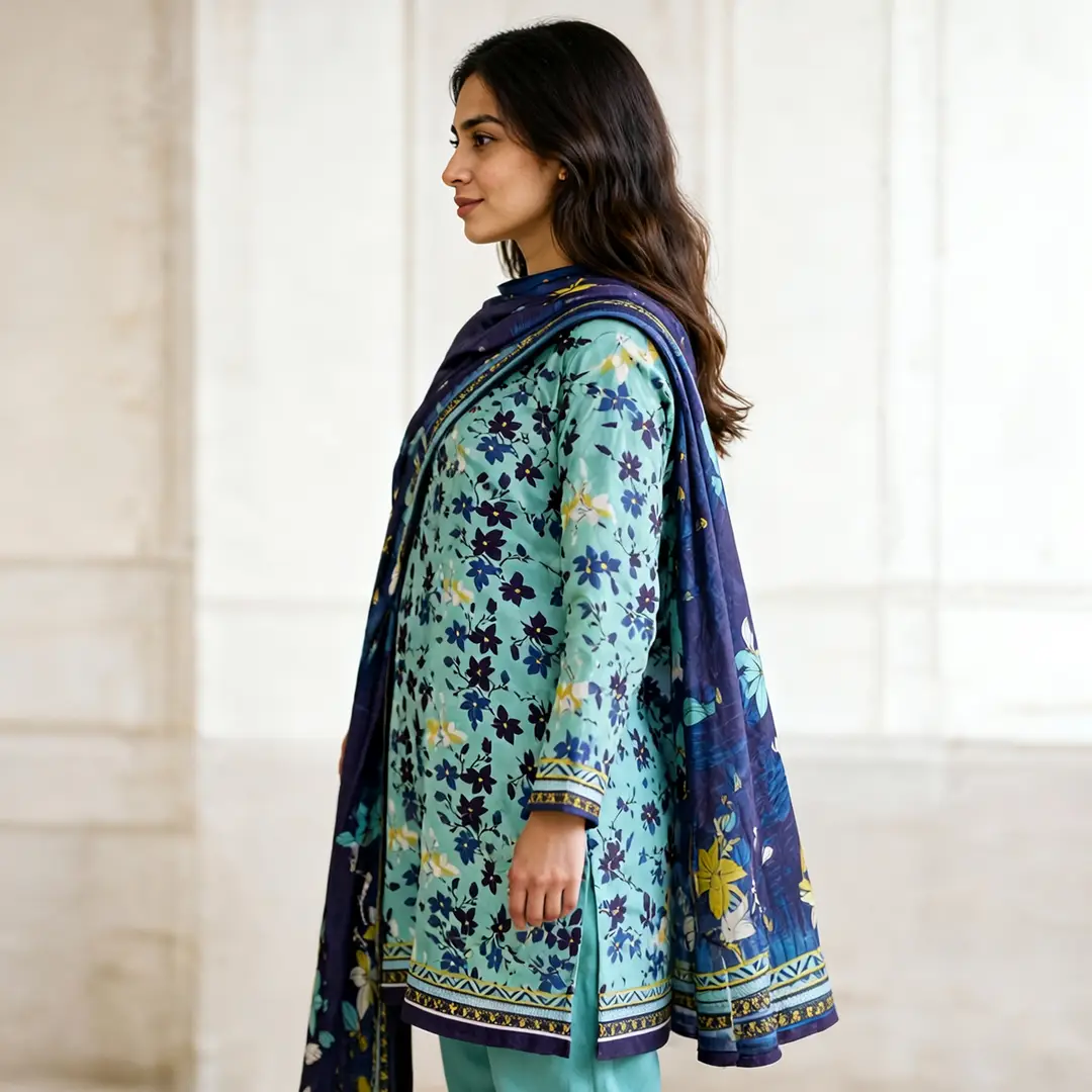 Stylish 3 Pcs Women's Unstitched Lawn Digital Print Suit