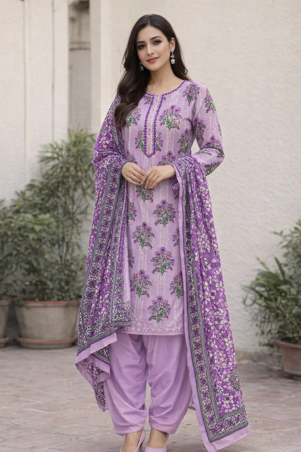 Stylish 3 Pcs Women's Unstitched Lawn Digital Print Suit