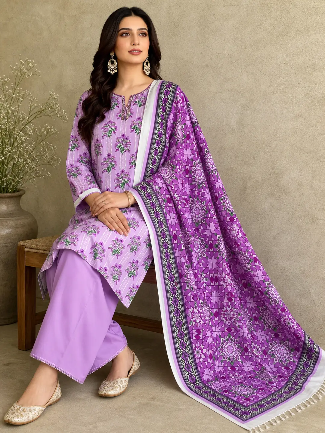 Stylish 3 Pcs Women's Unstitched Lawn Digital Print Suit