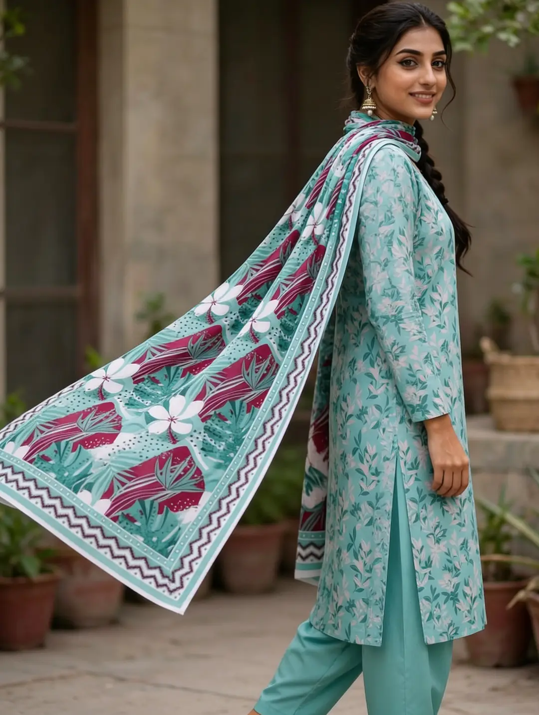Stylish 3 Pcs Women's Unstitched Lawn Digital Print Suit