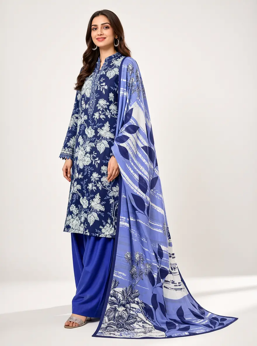 Stylish 3 Pcs Women's Unstitched Lawn Digital Print Suit