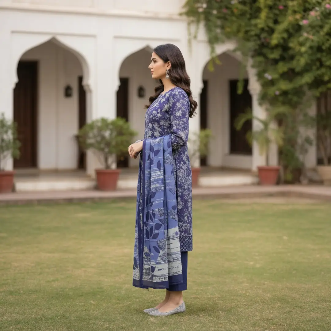Stylish 3 Pcs Women's Unstitched Lawn Digital Print Suit