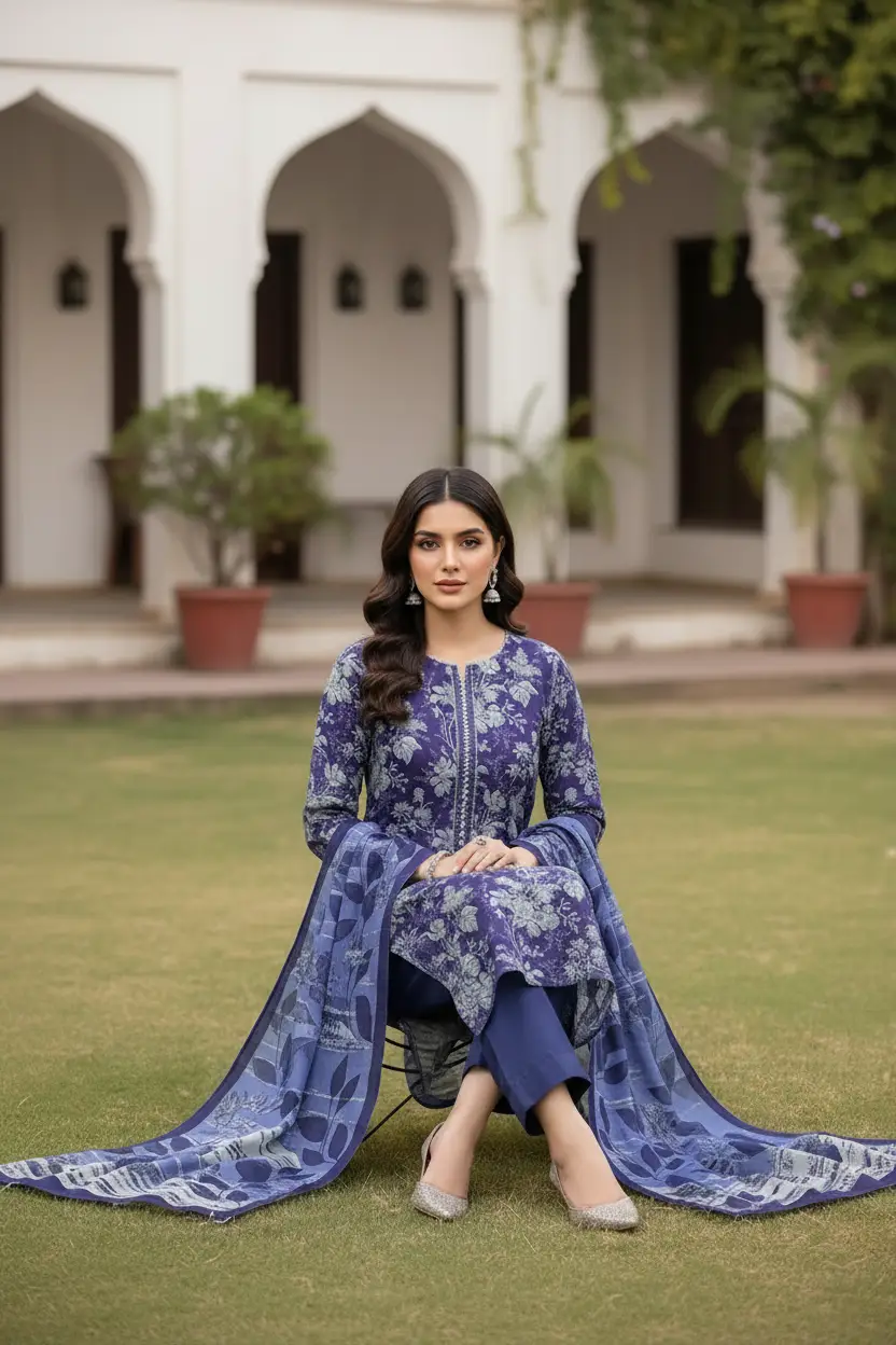 Stylish 3 Pcs Women's Unstitched Lawn Digital Print Suit