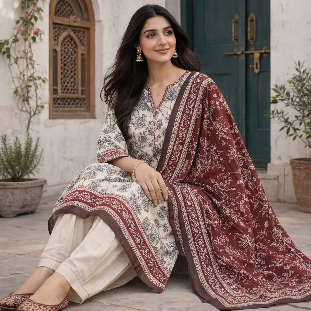 Stylish 3 Pcs Women's Unstitched Khaddar Digital Print Suit