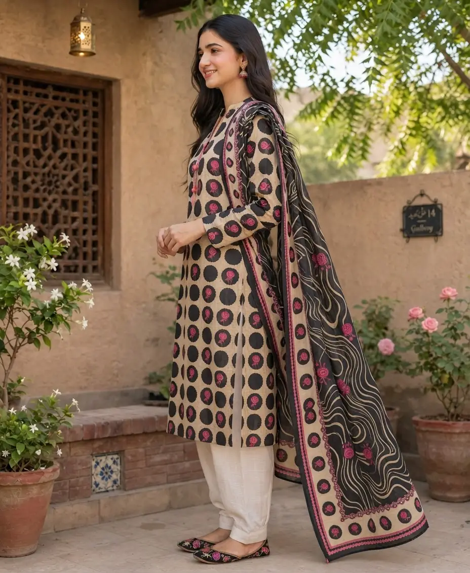 Stylish 3 Pcs Women's Unstitched Khaddar Digital Print Suit