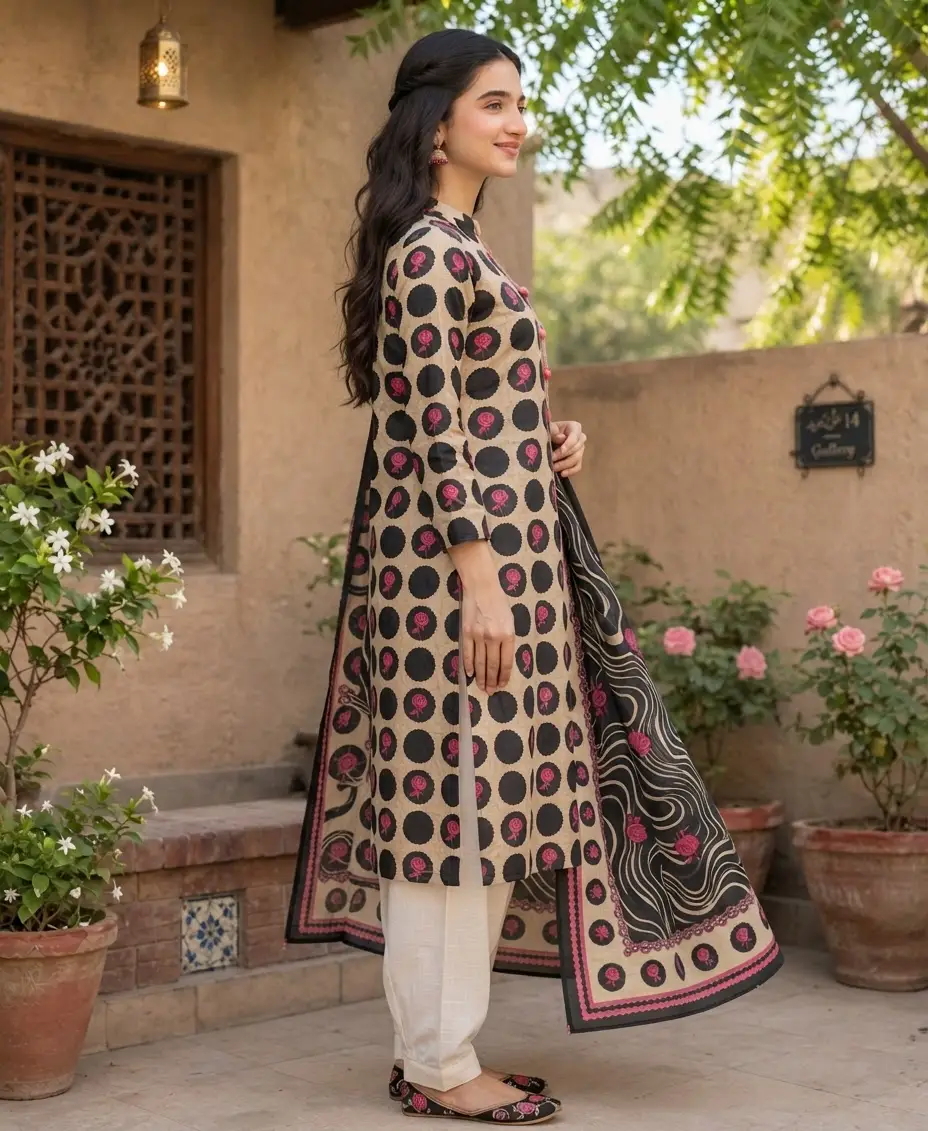 Stylish 3 Pcs Women's Unstitched Khaddar Digital Print Suit