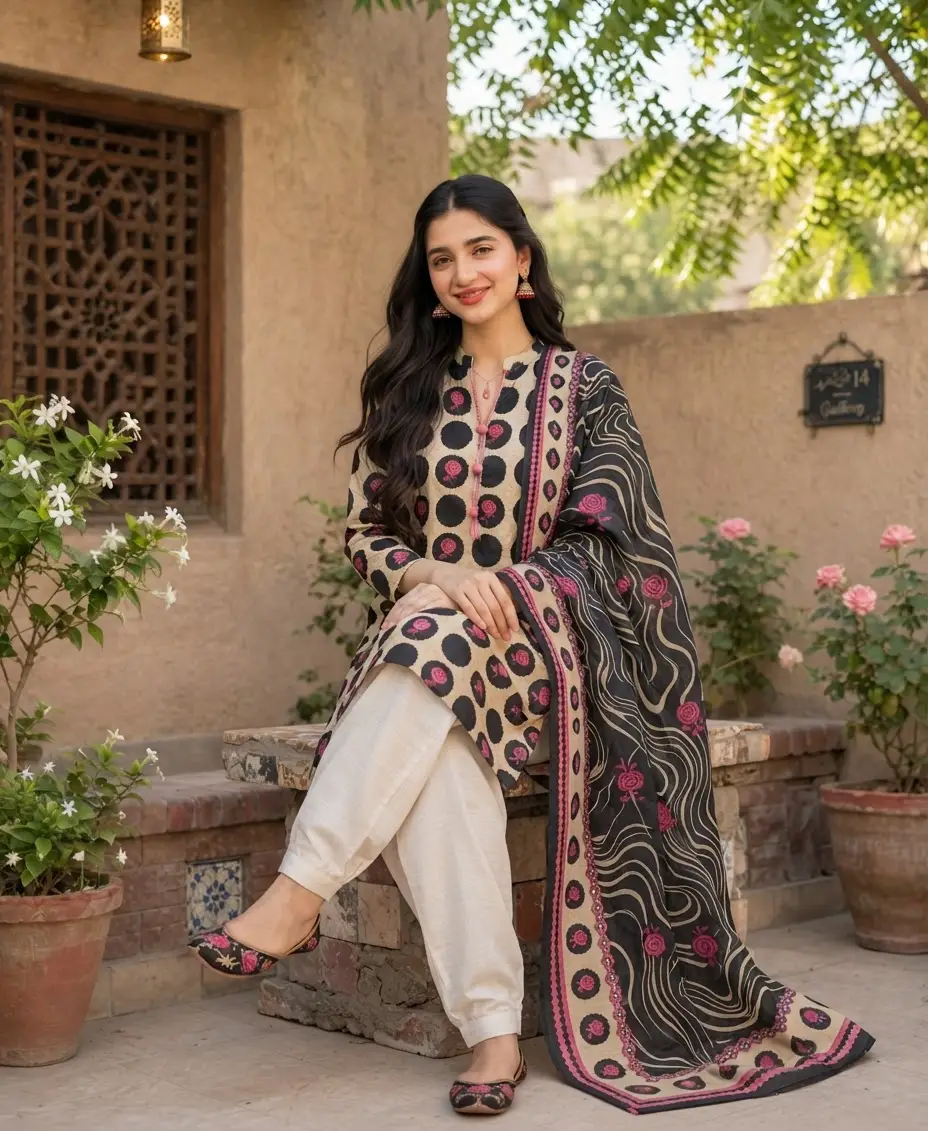 Stylish 3 Pcs Women's Unstitched Khaddar Digital Print Suit