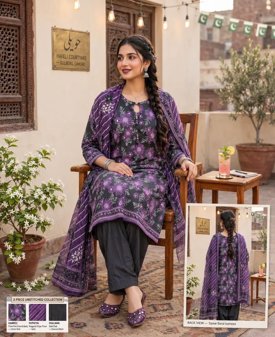 Stylish 3 Pcs Women's Unstitched Khaddar Digital Print Suit