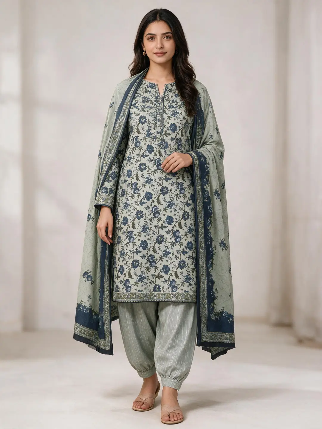 Stylish 3 Pcs Women's Unstitched Khaddar Digital Print Suit