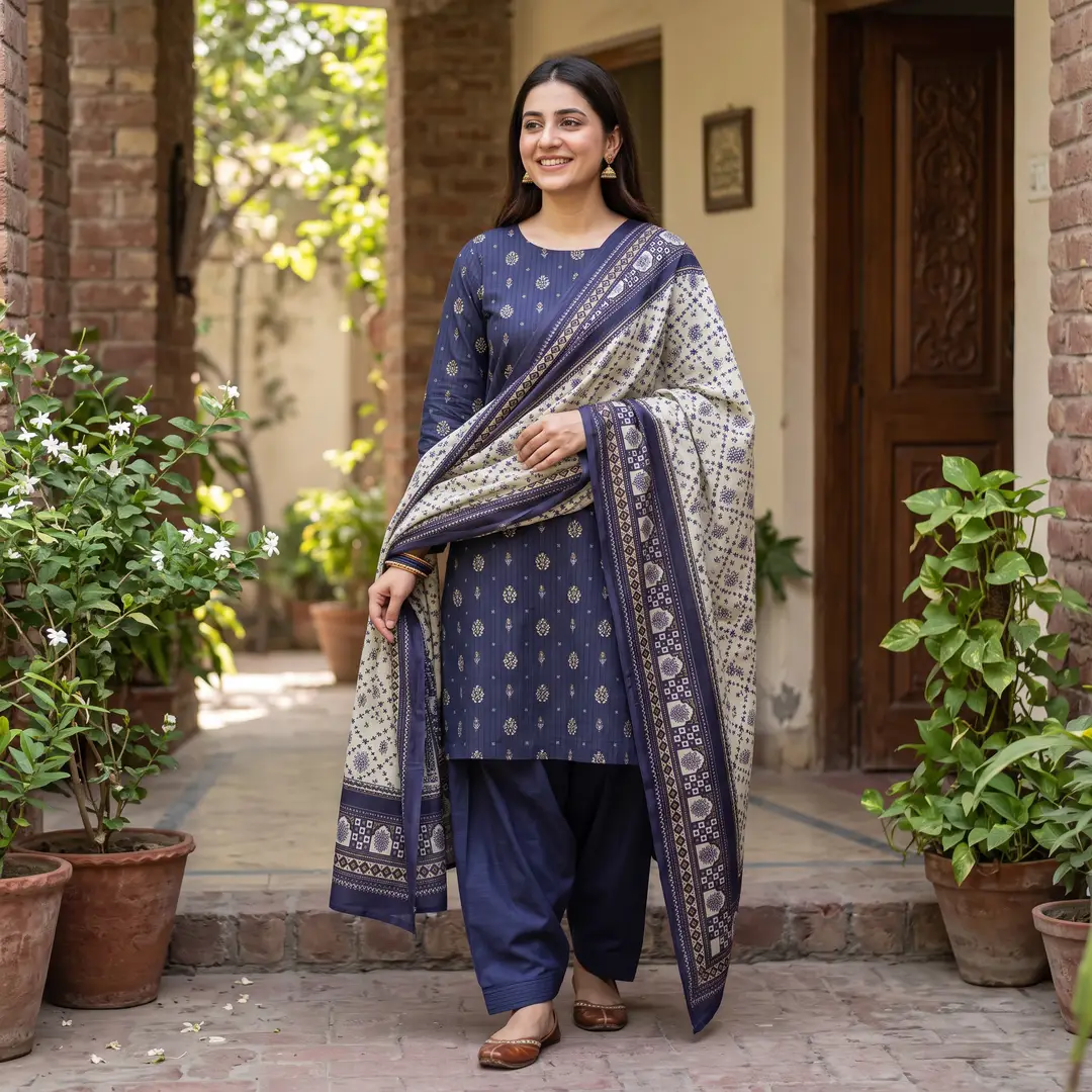 Stylish 3 Pcs Women's Unstitched Khaddar Digital Print Suit
