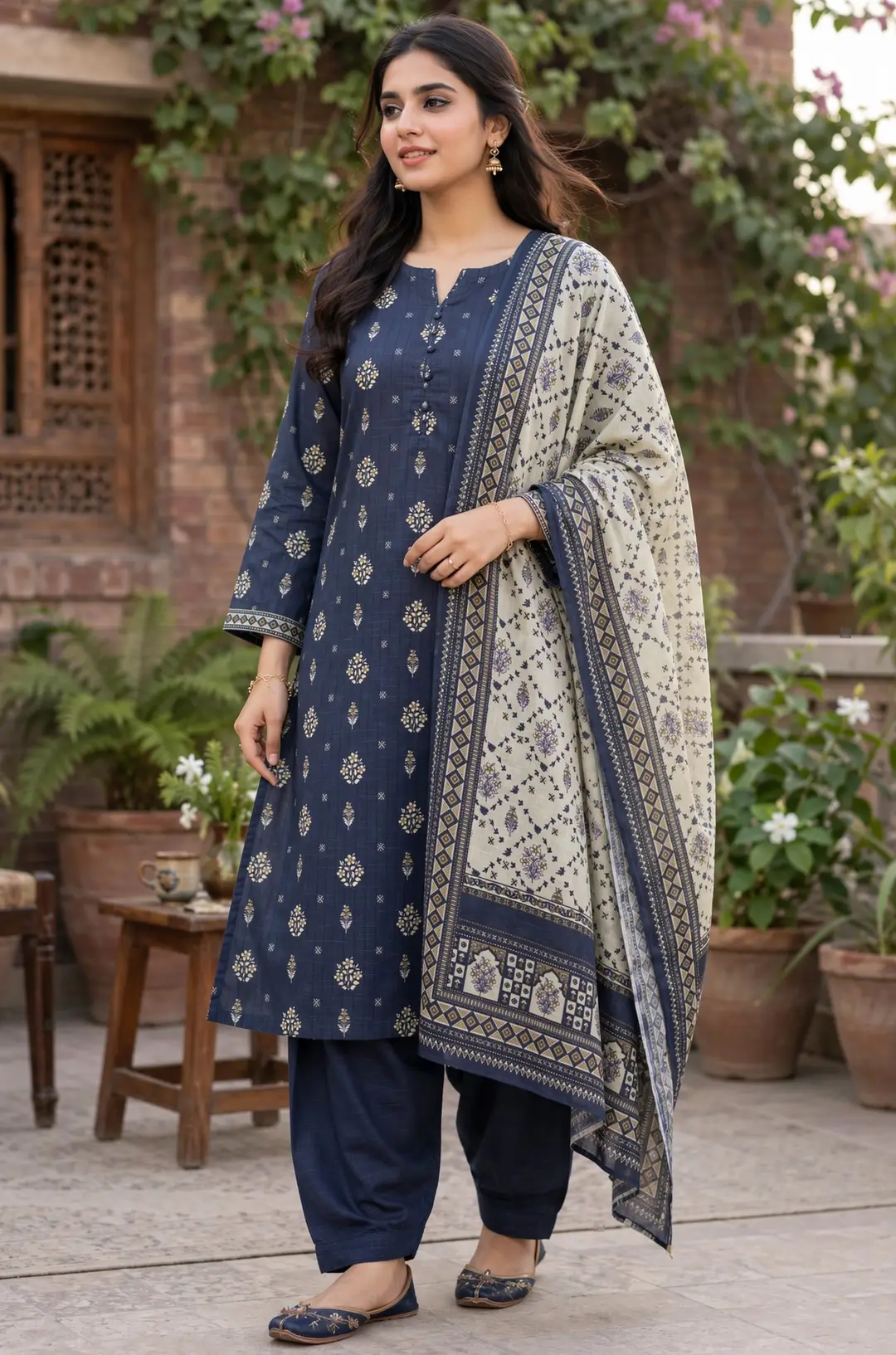 Stylish 3 Pcs Women's Unstitched Khaddar Digital Print Suit