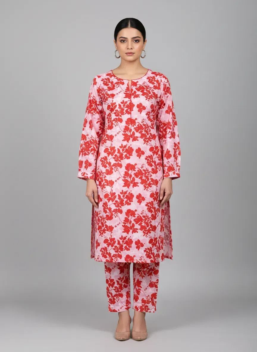 Women Unstitched Printed Suit White 2 Pcs Micro Polo Cotton