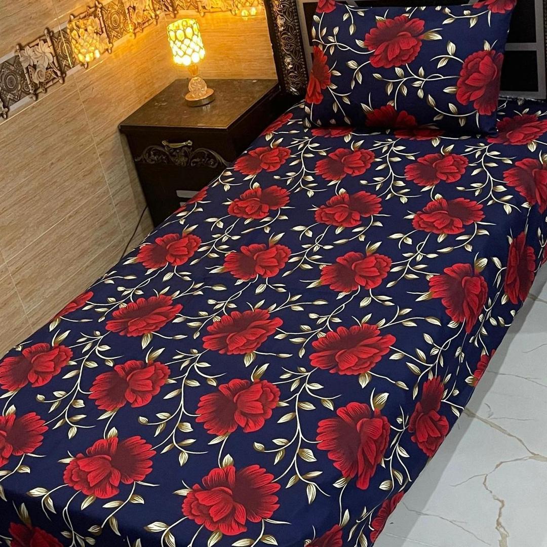 4 Pcs Crystal Cotton Printed Single Bedsheet