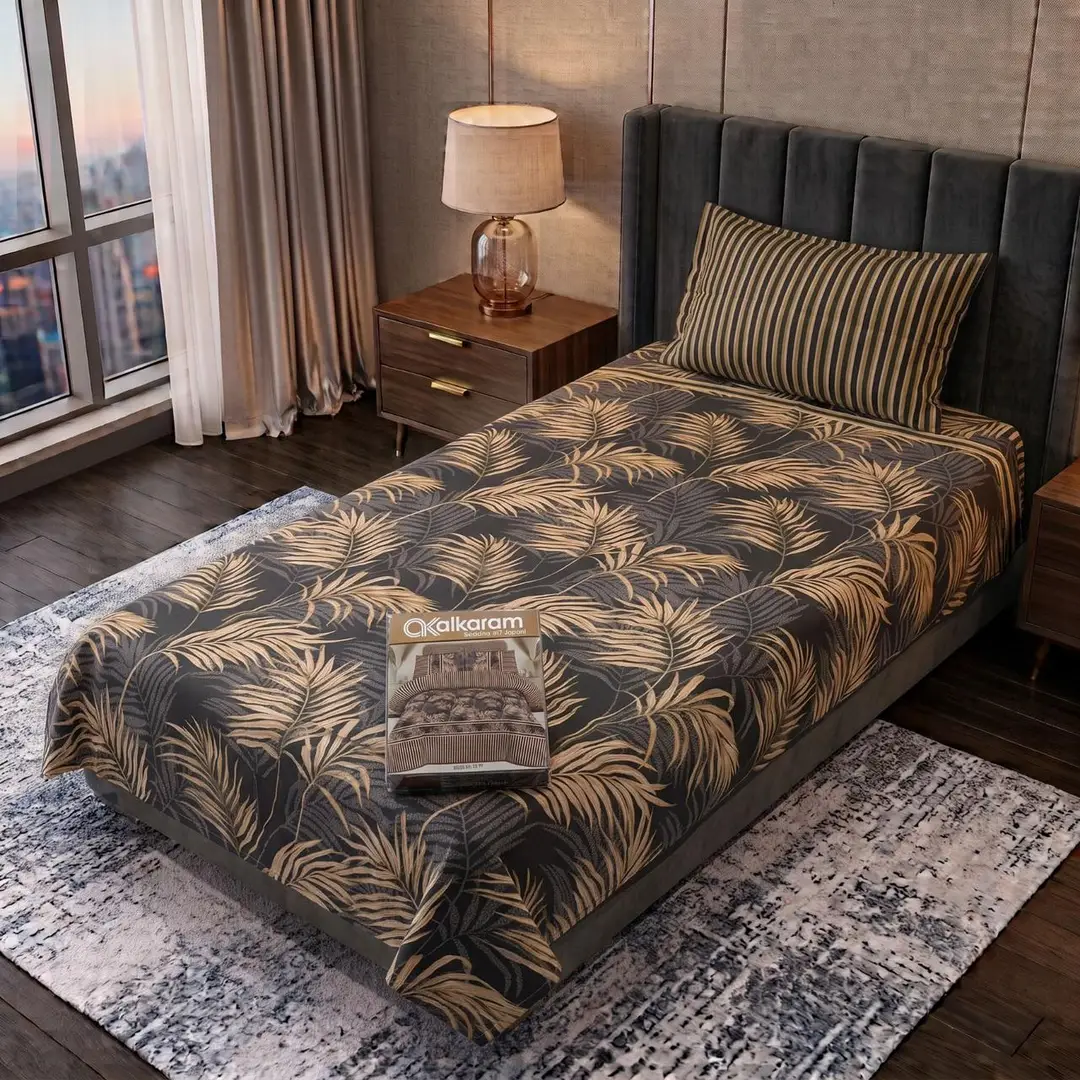 Exclusive 4 Pcs Cotton Salonica Printed Single Bedsheet