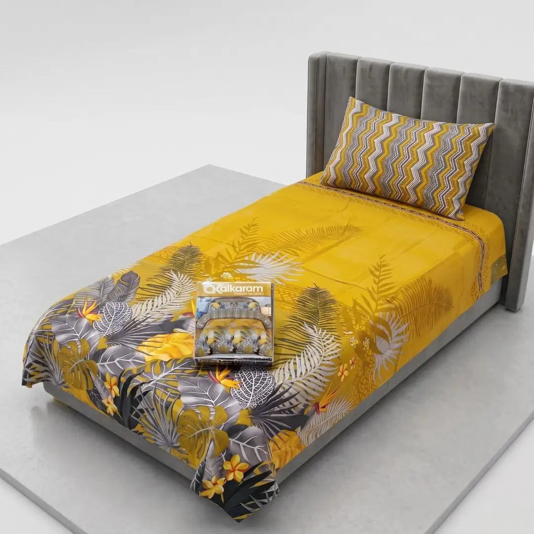 Exclusive 4 Pcs Cotton Salonica Printed Single Bedsheet