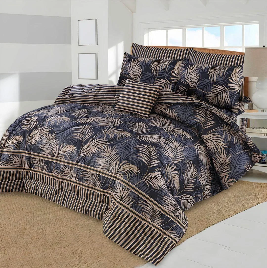 7-Piece Cotton Tropical Palm Leaf Comforter Set