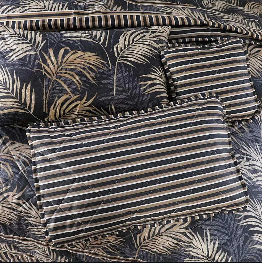 7-Piece Cotton Tropical Palm Leaf Comforter Set