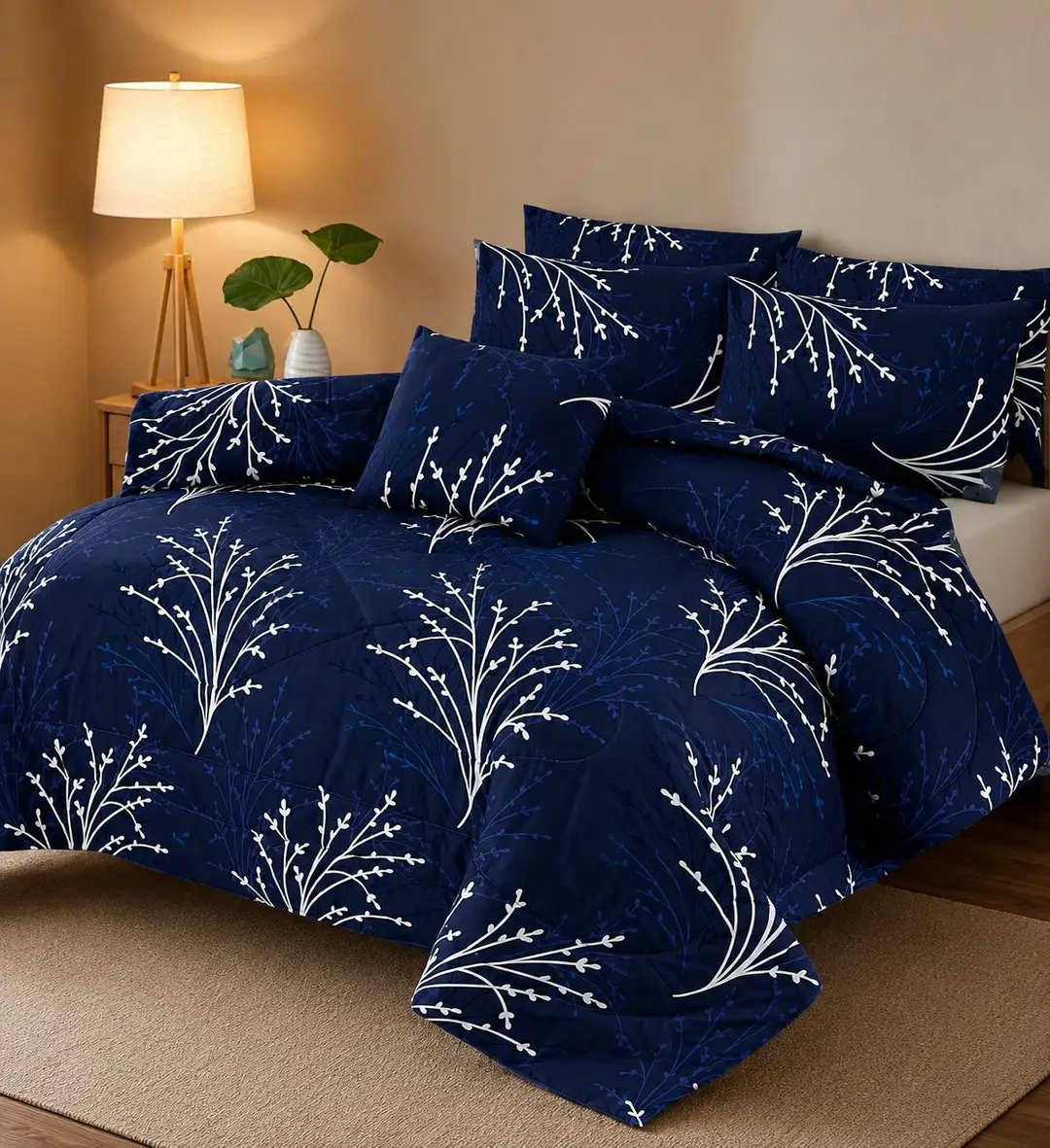 7 Pcs Cotton Salonica Printed Comforter Set