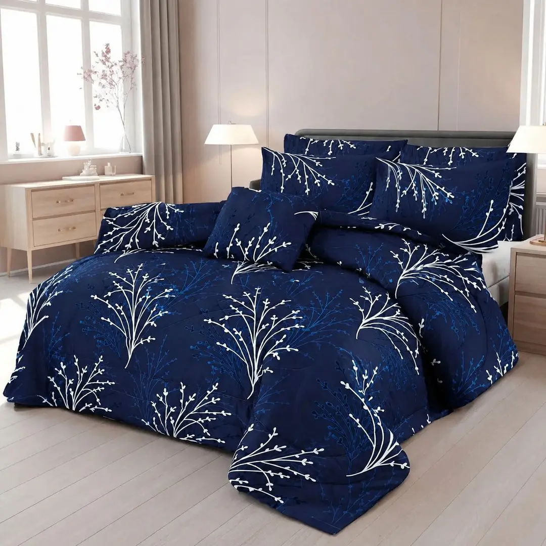 7 Pcs Cotton Salonica Printed Comforter Set