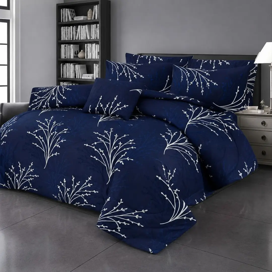 7 Pcs Cotton Salonica Printed Comforter Set