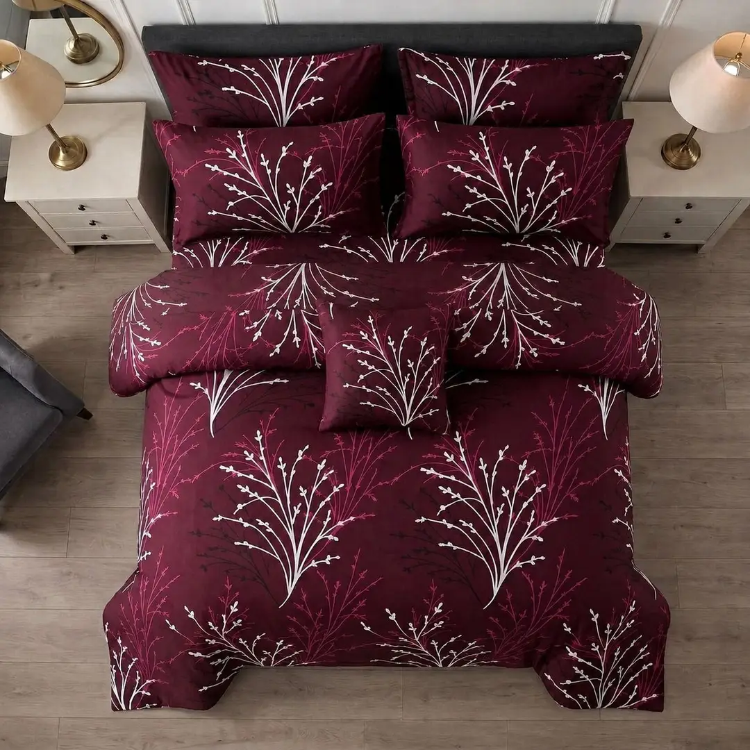 7 Pcs Cotton Salonica Printed Comforter Set
