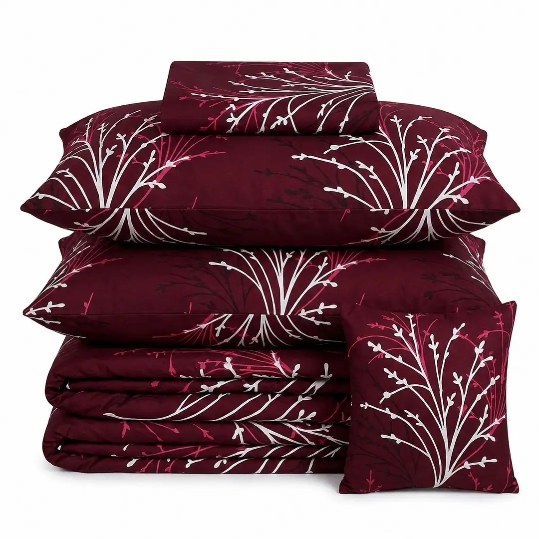 7 Pcs Cotton Salonica Printed Comforter Set