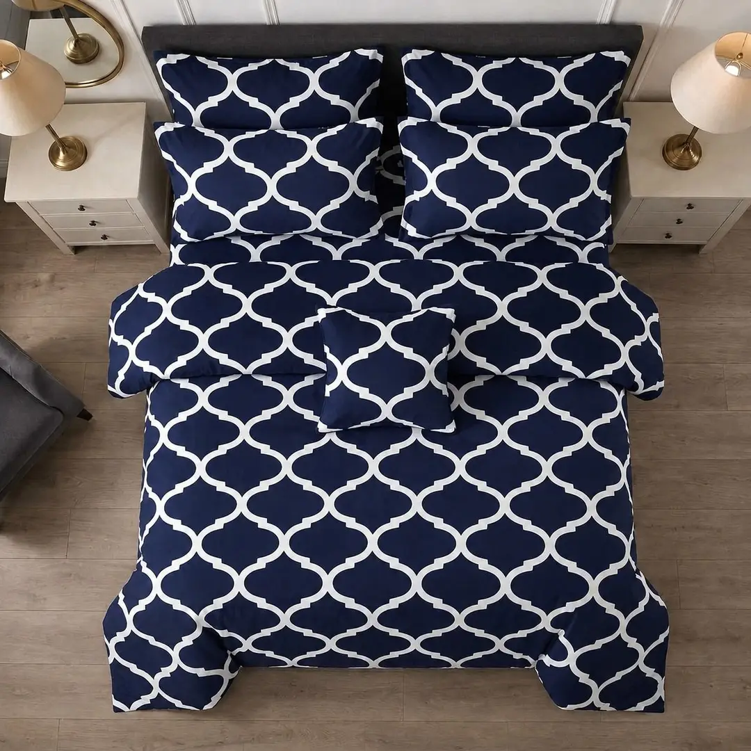7 Pcs Cotton Salonica Printed Comforter Set