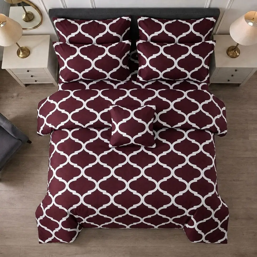 7 Pcs Cotton Salonica Printed Comforter Set