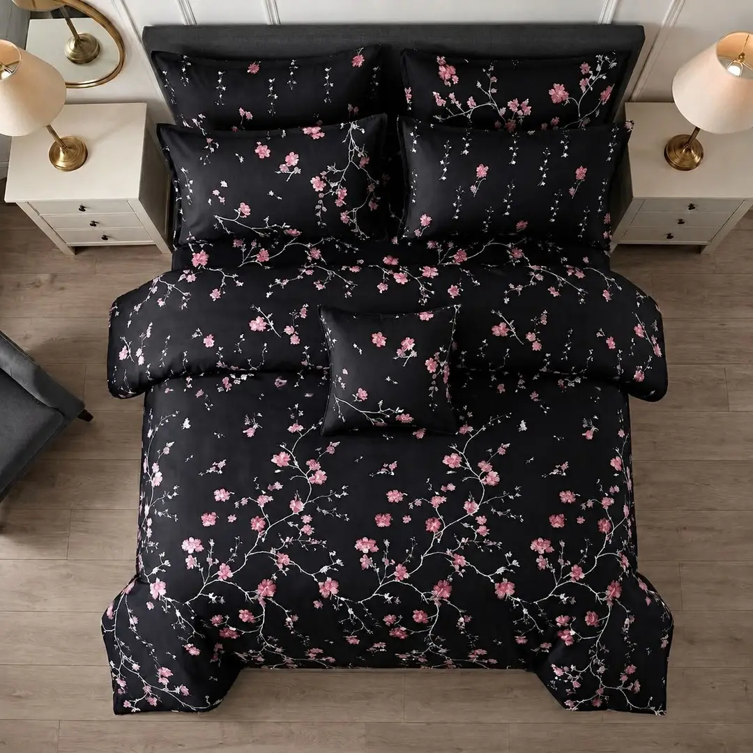 7 Pcs Cotton Salonica Printed Comforter Set