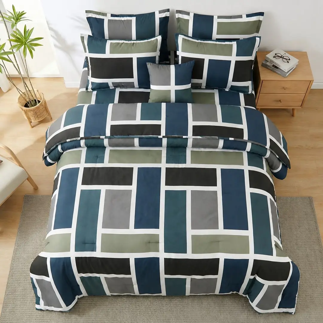 7 Pcs Cotton Salonica Printed Comforter Set