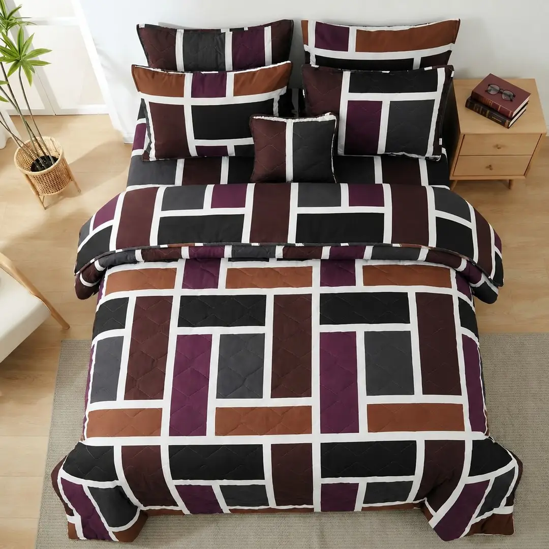 7 Pcs Cotton Salonica Printed Comforter Set