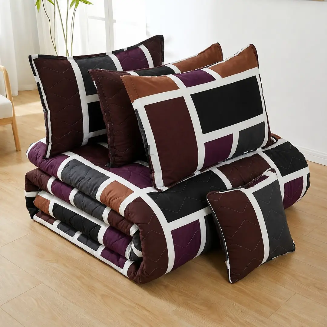 7 Pcs Cotton Salonica Printed Comforter Set
