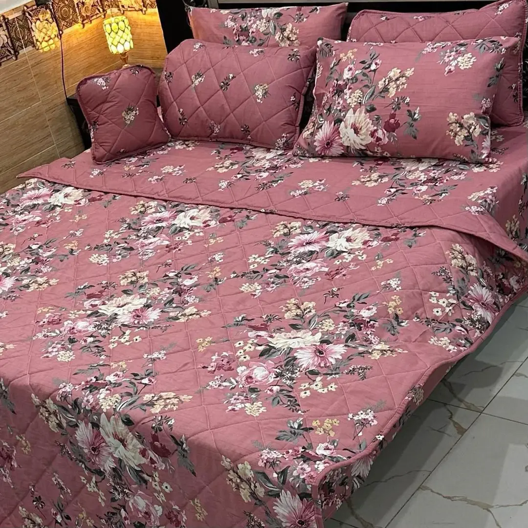 7 Pcs Cotton Salonica Printed Comforter Set
